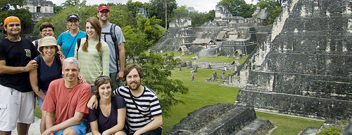 group travel at tikal mayan temples